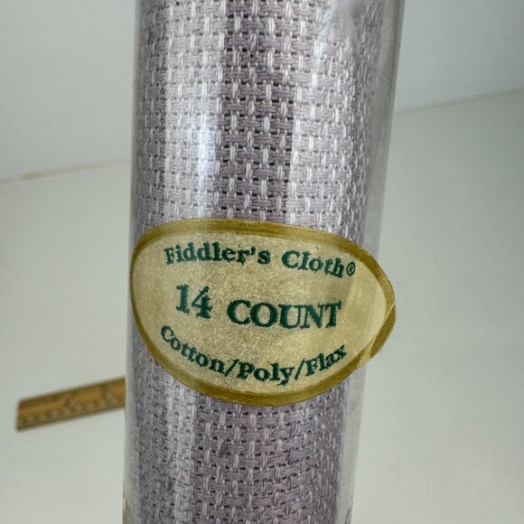 1 Vtg Cross Stitch Charles Craft Fiddlers Cloth 14 Count 15x18in Lilac Purple - Picture 5 of 13